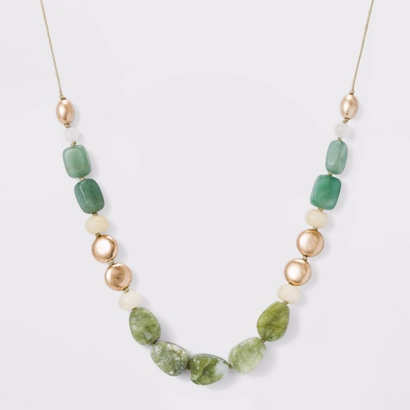 Green Aventurine Beaded Cord Necklace